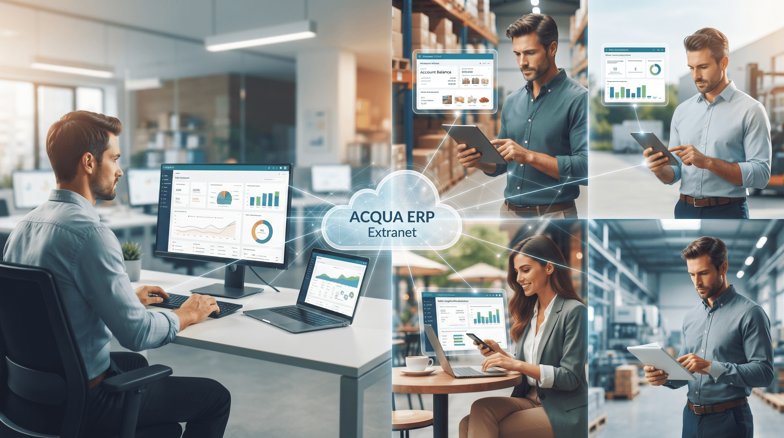 Extranet ERP — portal de clientes, proveedores y vendedores en ACQUA ERP